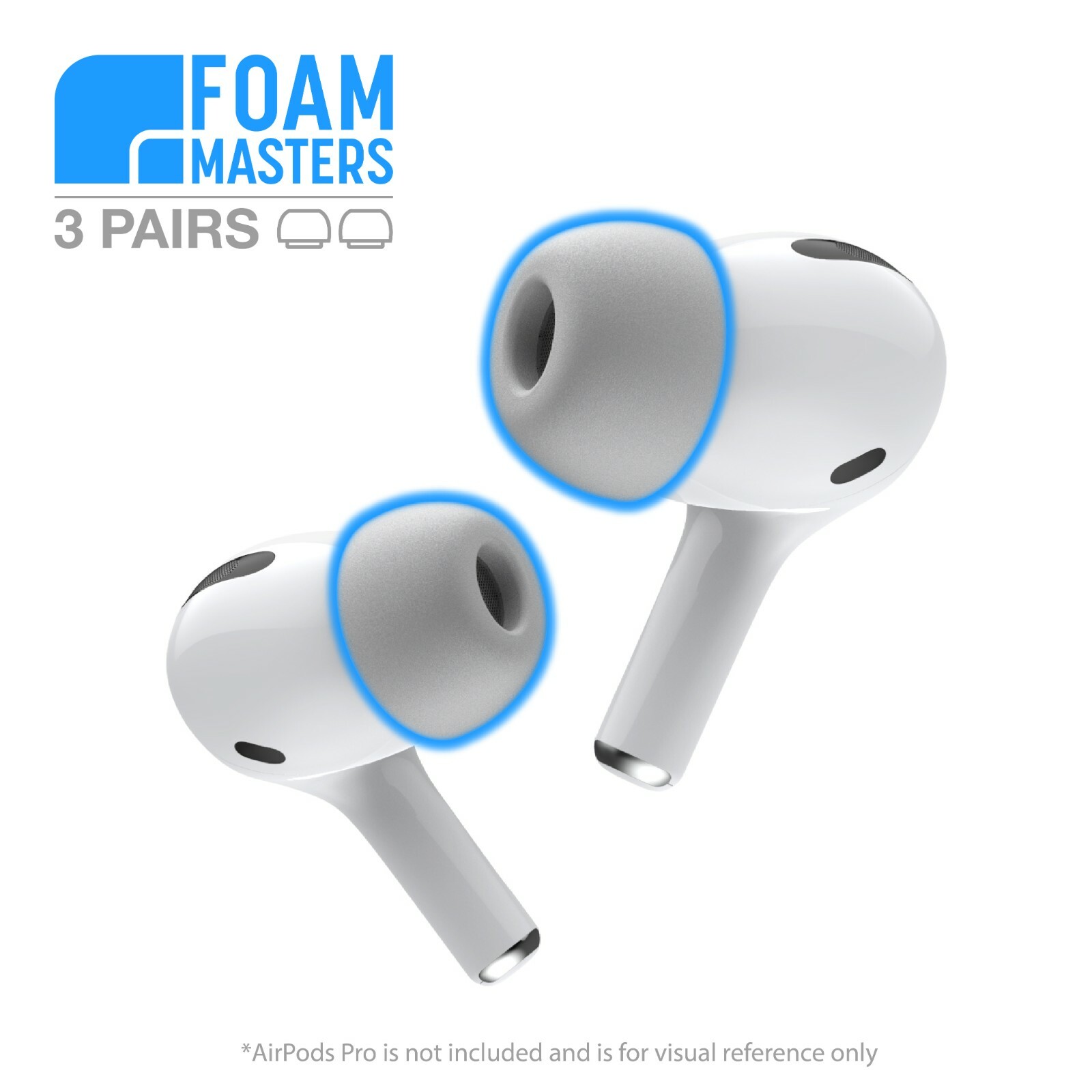 Foam Masters Memory Foam Ear Tips for Apple AirPods Pro Replacement Earbuds GRY