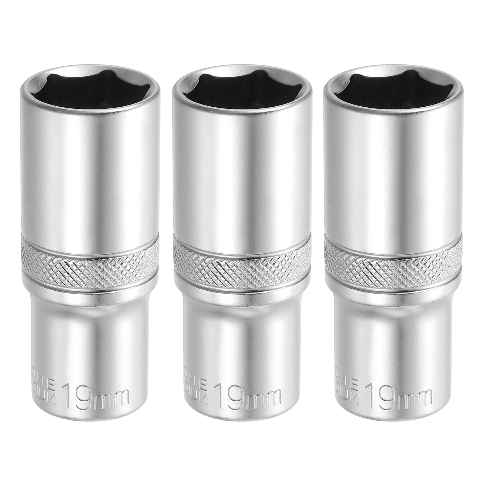3pcs 6 Points Deep Socket 3/8" Drive 19mm Nickel Plating Impact Socket 2.5" Long