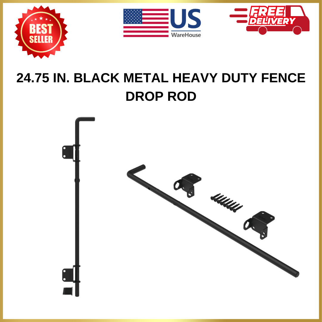 24.75 in. Black Metal Heavy Duty Fence Drop Rod