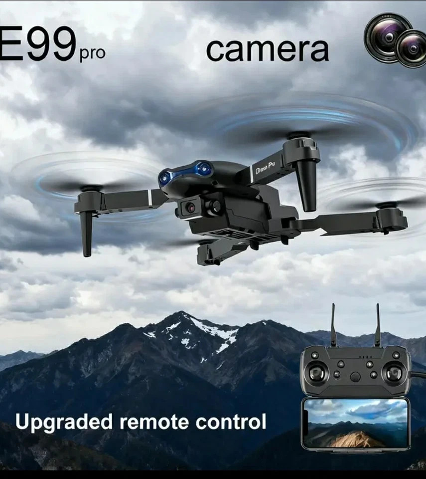 3 x E99 Pro 2026 Drone Dual Camera 2 USB Rechargeable Batteries Wi-Fi Enabled