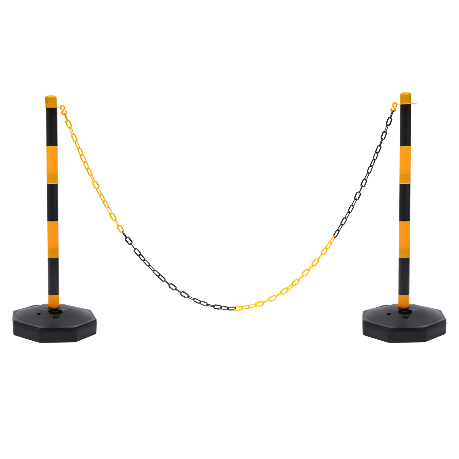 6 Packs Portable Parking Pole 33.5Inch Adjustable Delineator Post With Chains US