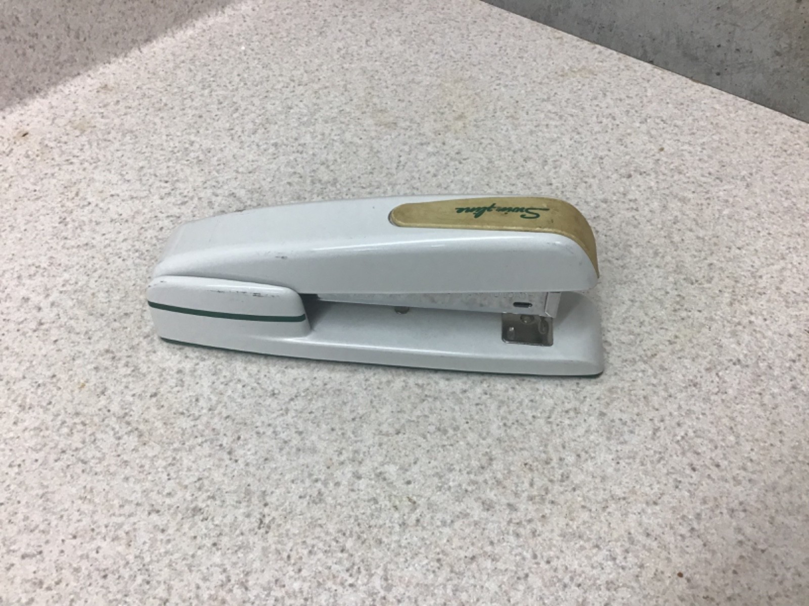 Vintage Rarely Seen Style Swingline #747 White Stapler w/Green Stripe WORKS