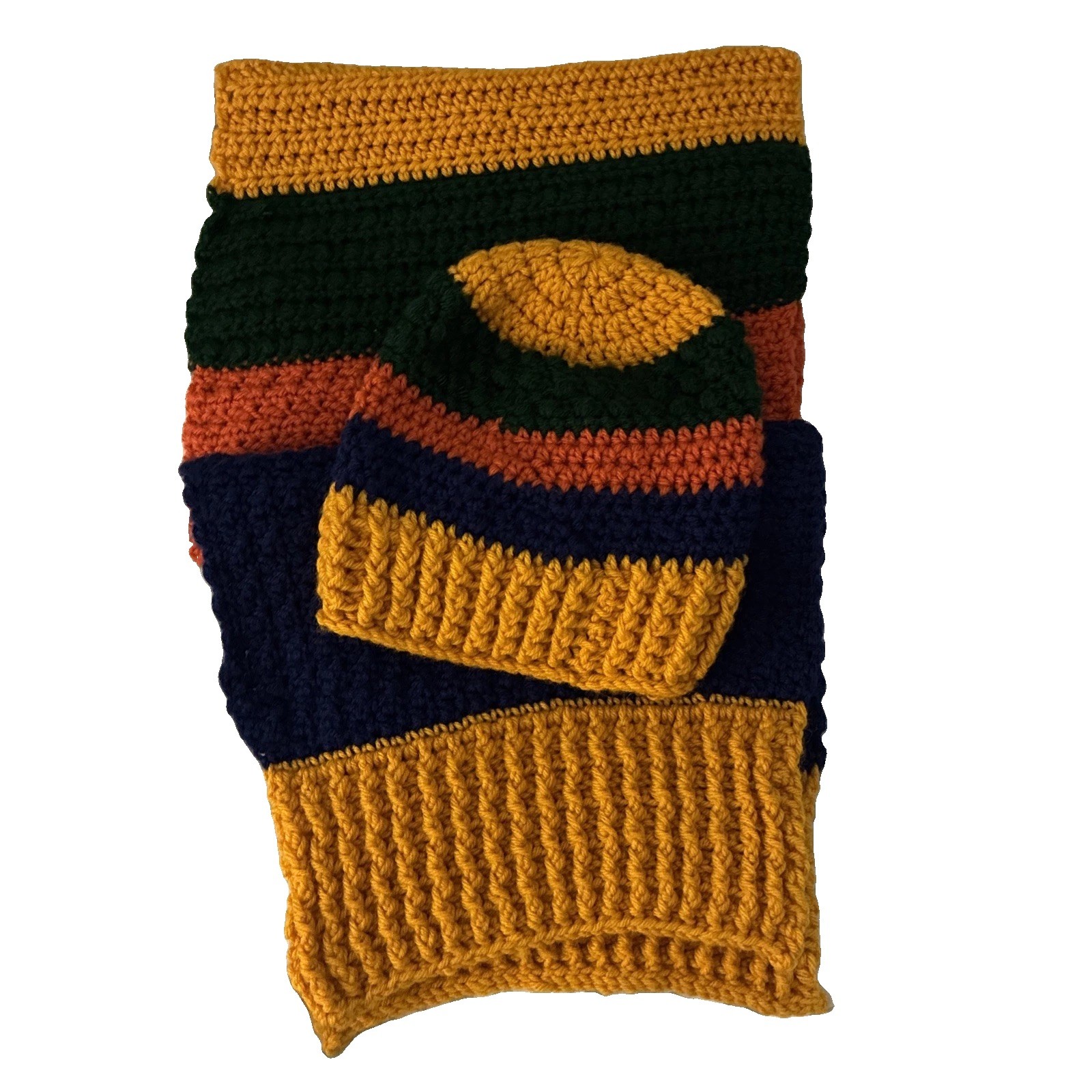 Handmade Crocheted Multi Colored Scarf & Hat Set