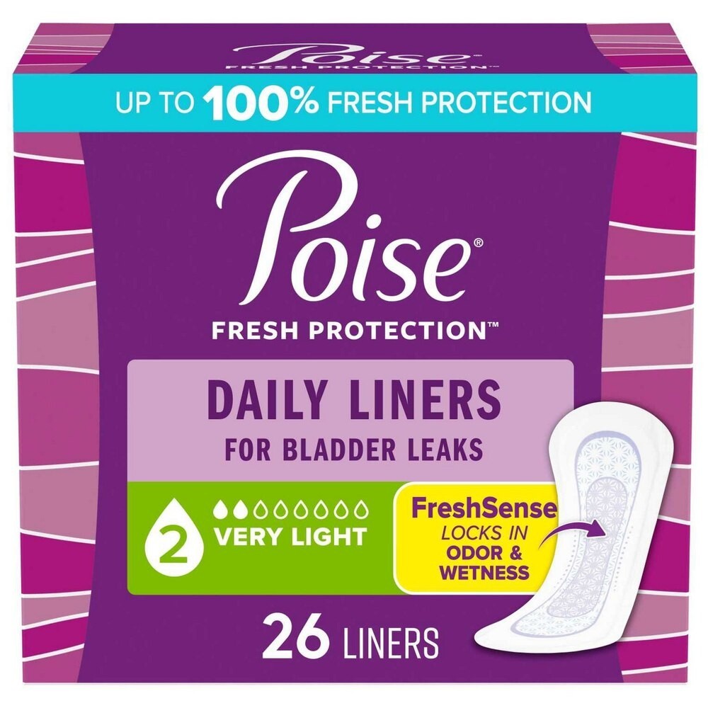 Poise Incontinence Panty Liners, Very Light Absorbency, Regular Length, 26 CT