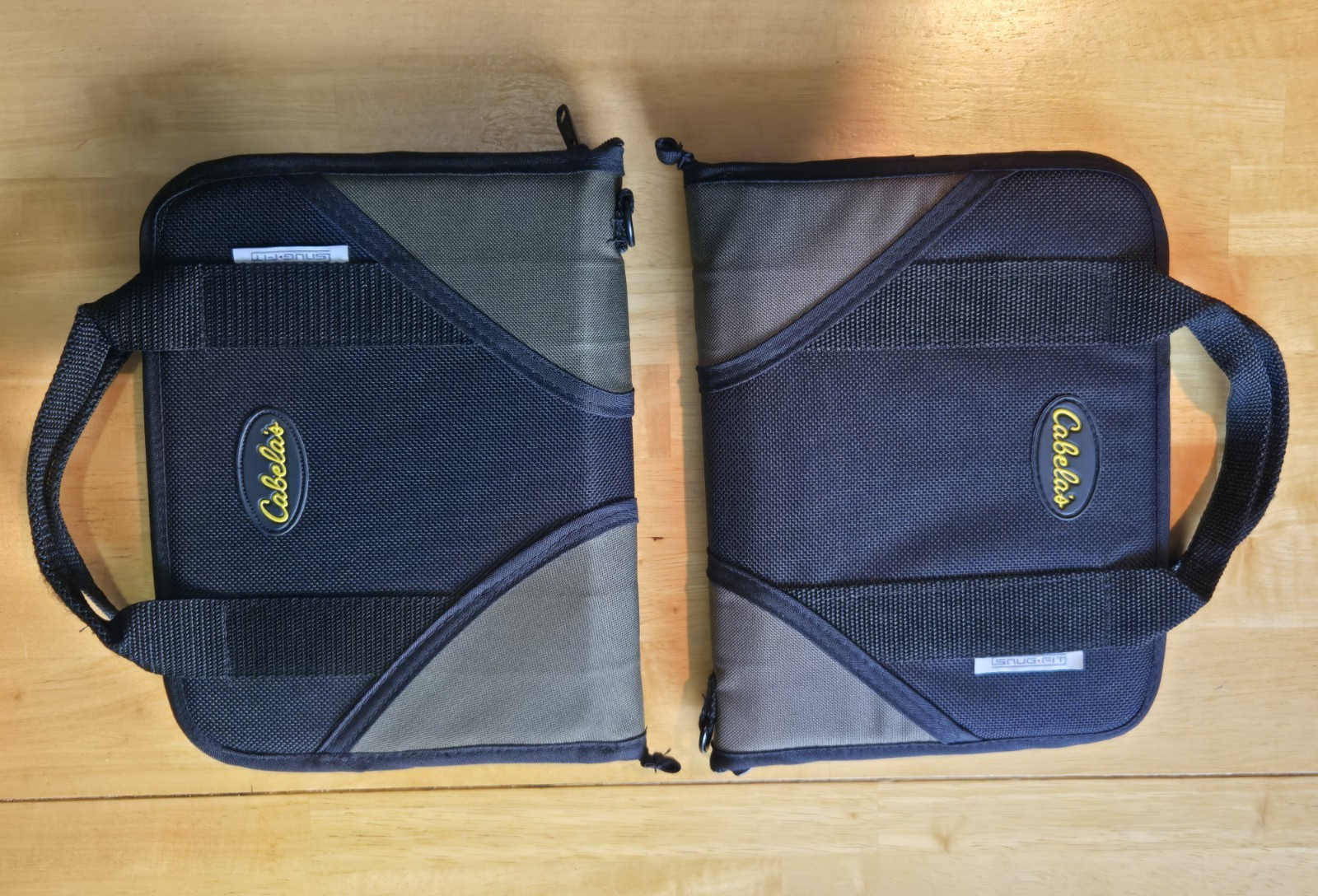 Cabela's Snug Fit Lot of 2 Blk./Grn. Soft Case Padded Zip Handgun Pistol Bag USA