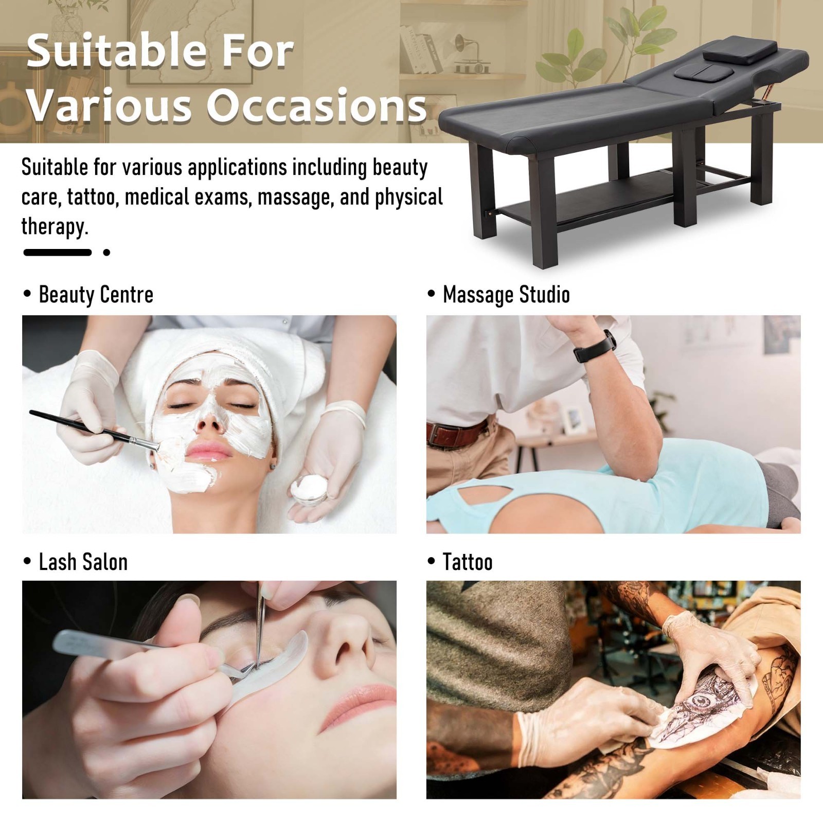 Multi-Function Professional Massage Therapy Table, Black
