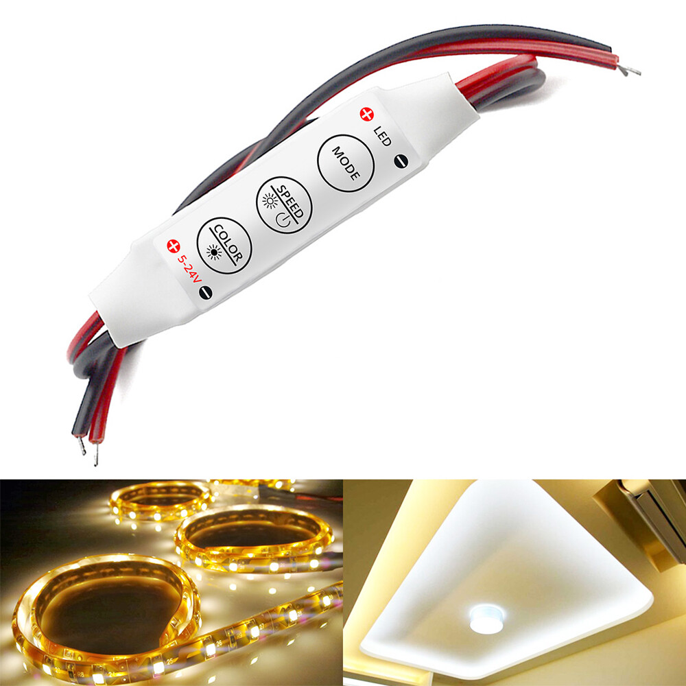 5PCS 3Keys Single Color Mini Dimmer Remote Controller for 2Pink LED Strip Light