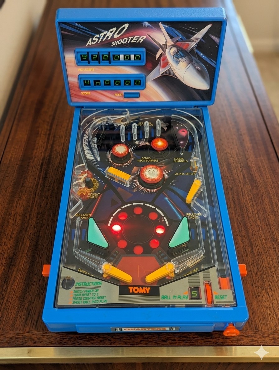 Tomy Astro Shooter Pinball Table Top Game Vintage 1983