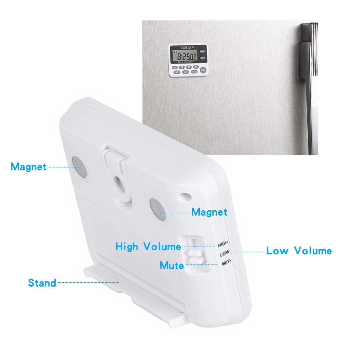 4-Channel Digital Kitchen Timer Clock with Large LCD Display, 4 Groups Simult...