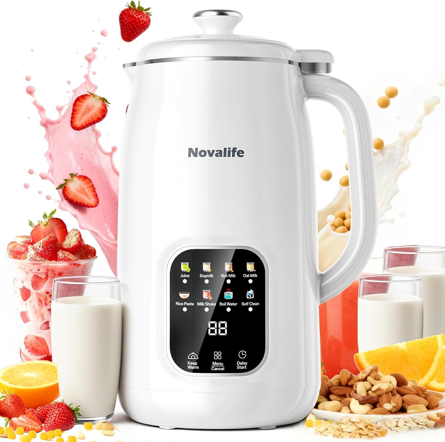8-in-1 Nut Milk Maker, 40oz Plant-Based Milks: Almond, Soy, Oat