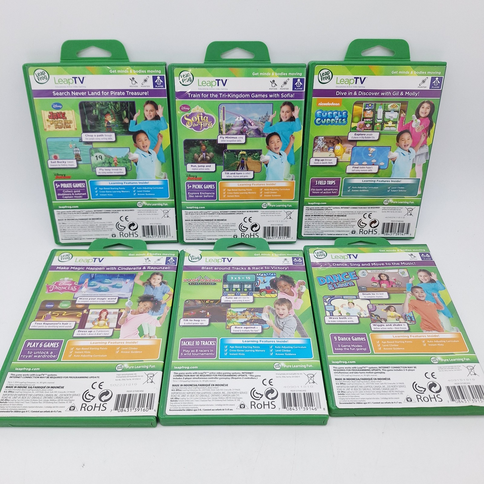 Lot Of 6 Leap Frog Tv Educational Gaming Games All Complete In Cases And Working