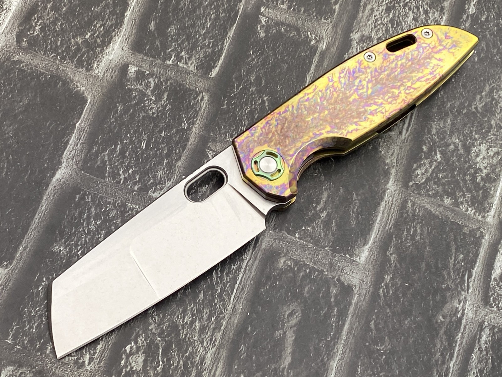 TwoSun TS450-M390-Plane-Gold-SW Folding Knife M390 Titanium Handle Pocket Knife