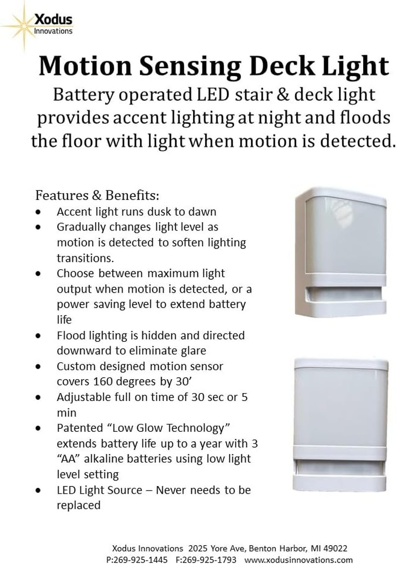 Xodus Battery Operated LED Deck & Stair Light, Motion Sensor, Black, 3 Pack | Il