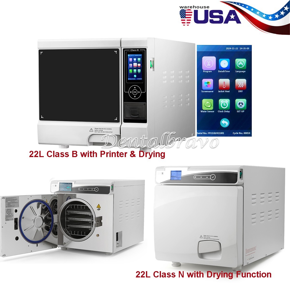 22L Class B Dental Autoclave Steam Sterilizer /Class N Sterilizer with Drying