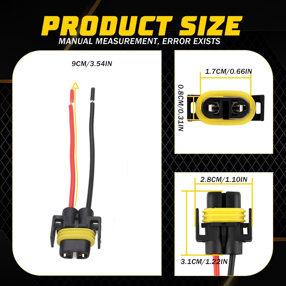 Two Harness Wire Pigtail Female S H11 Headlight Fog Light Connector Plug Socket
