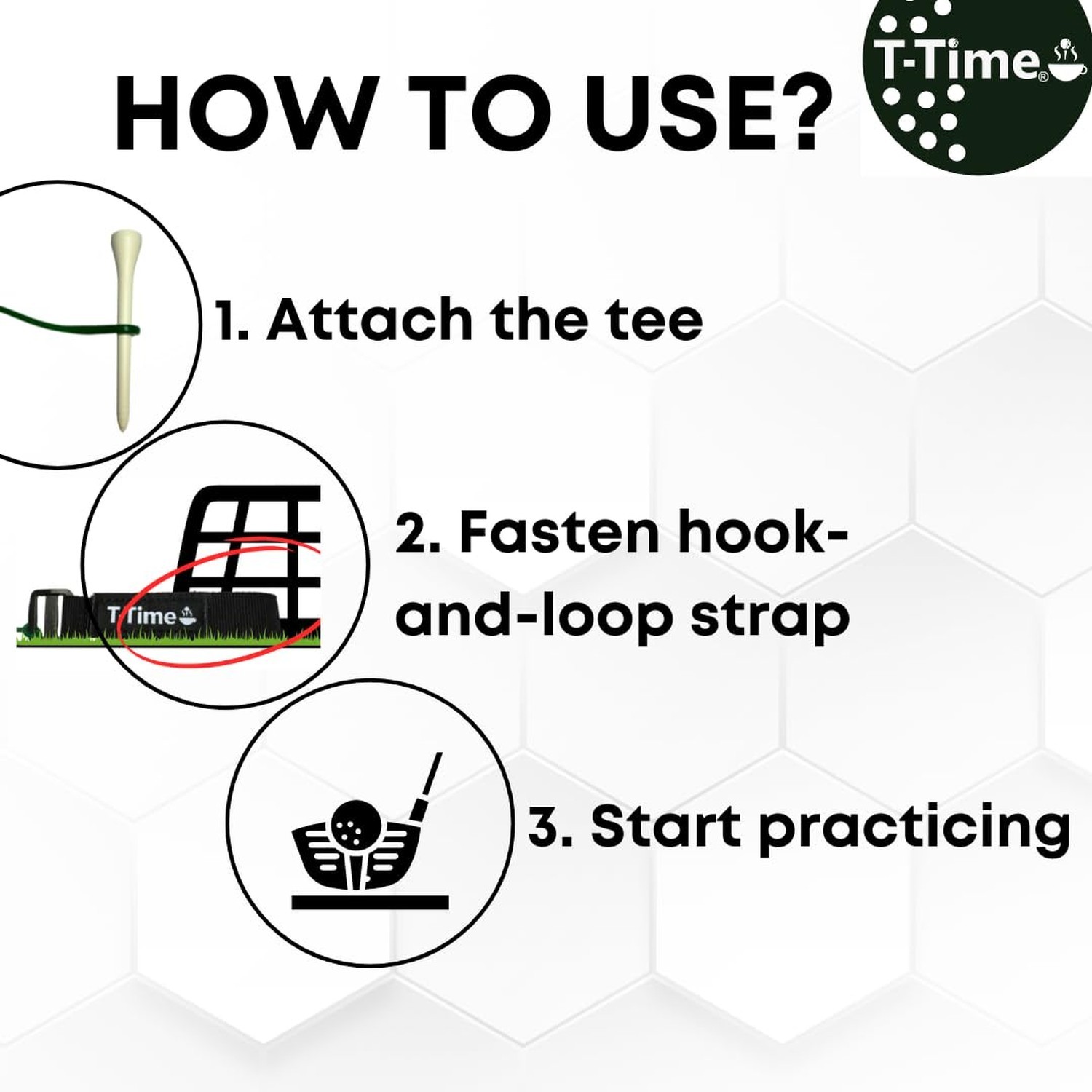 T-Time® Golf Tee Anchor Leash for Driving Range & Simulator Practice, New 2