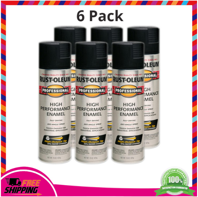 Rust-Oleum 239107-6PK Enamel Spray Paint, 15oz, Semi-Gloss Black, 6 Pack