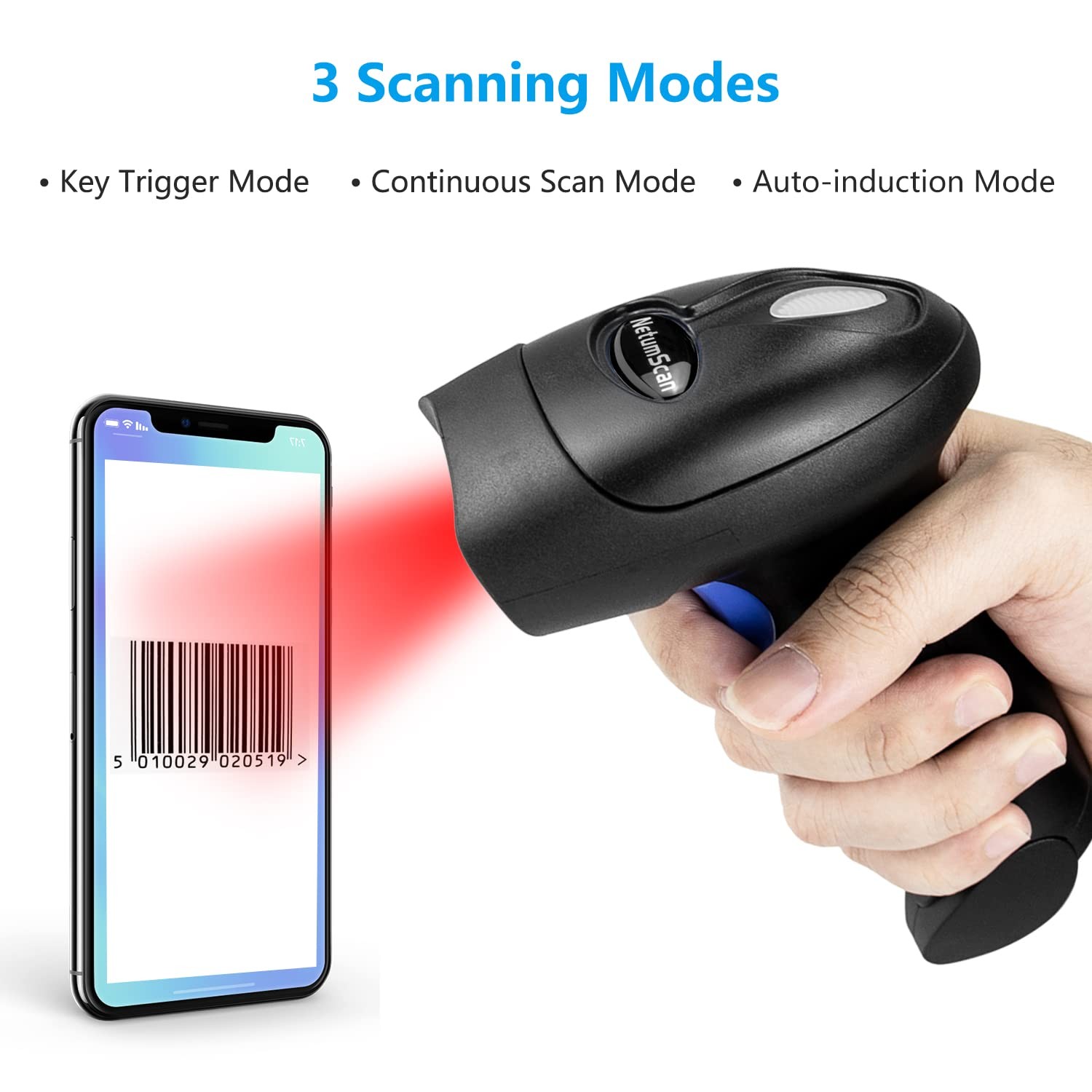 Wireless QR Code Scanners Readers for Computers, NetumScan 1D 2D Black