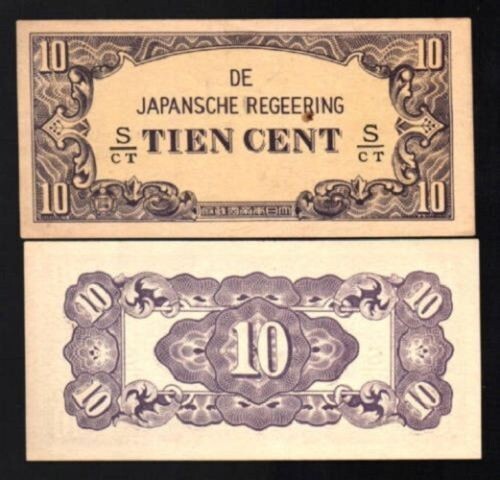 Netherlands Indies 10 CENTS P-121 1942 "S/CT" Prefix UNC Dutch Indies Indonesia