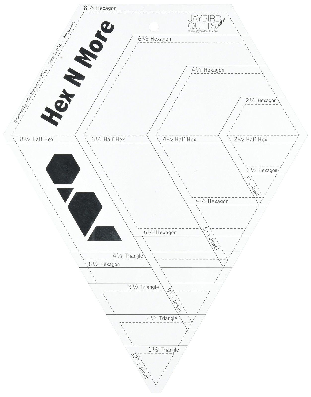 Jaybird Quilts Hex N More Ruler – Acrylic Quilting Template for Clear