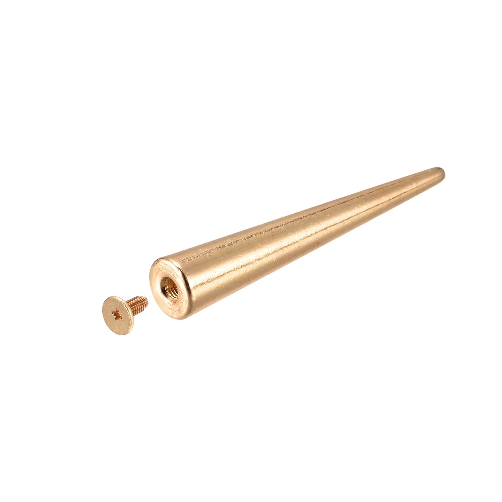 10x55mm Screw Back Rivets, 15 Sets Solid Leather Studs for DIY Gold Tone