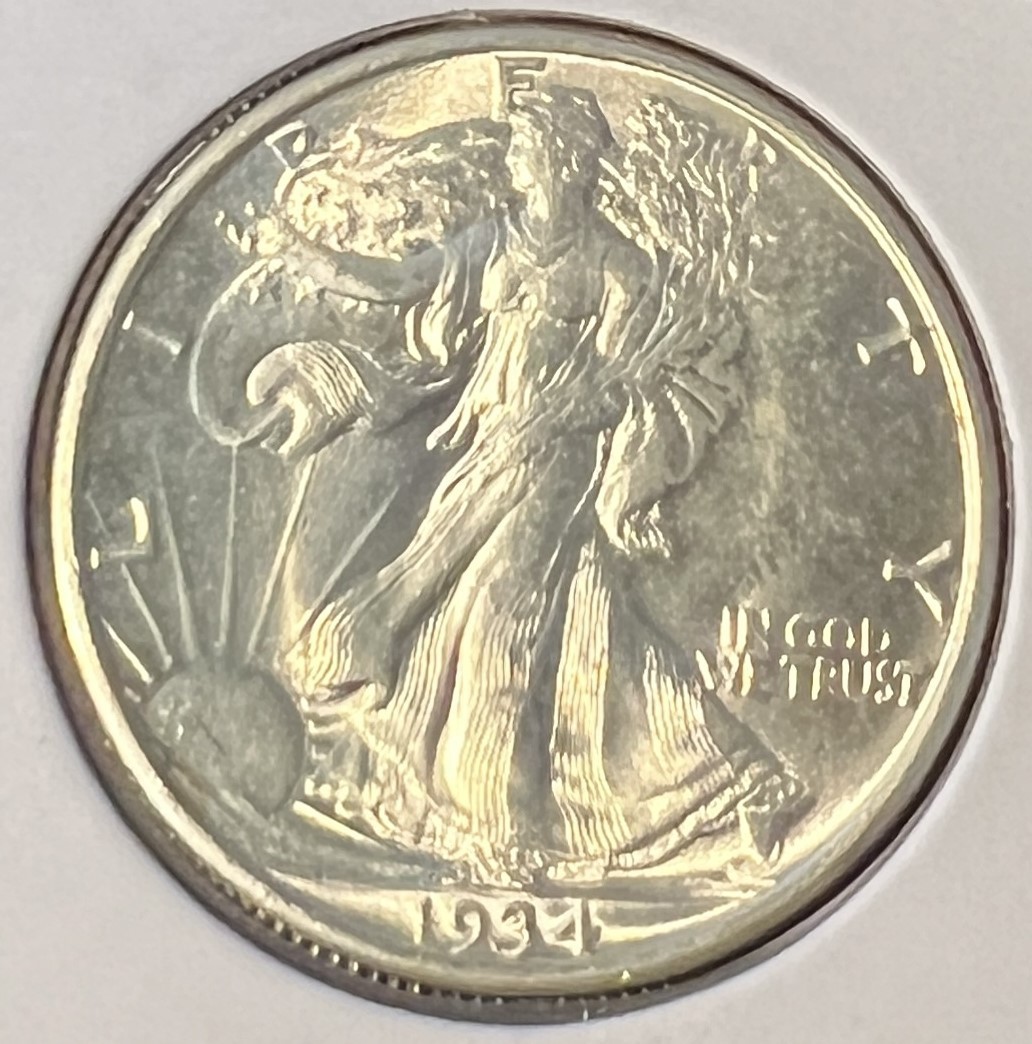 1934 WALKING LIBERTY SILVER HALF CHOICE UNCIRCULATED ++ ACTUAL COIN  #7088