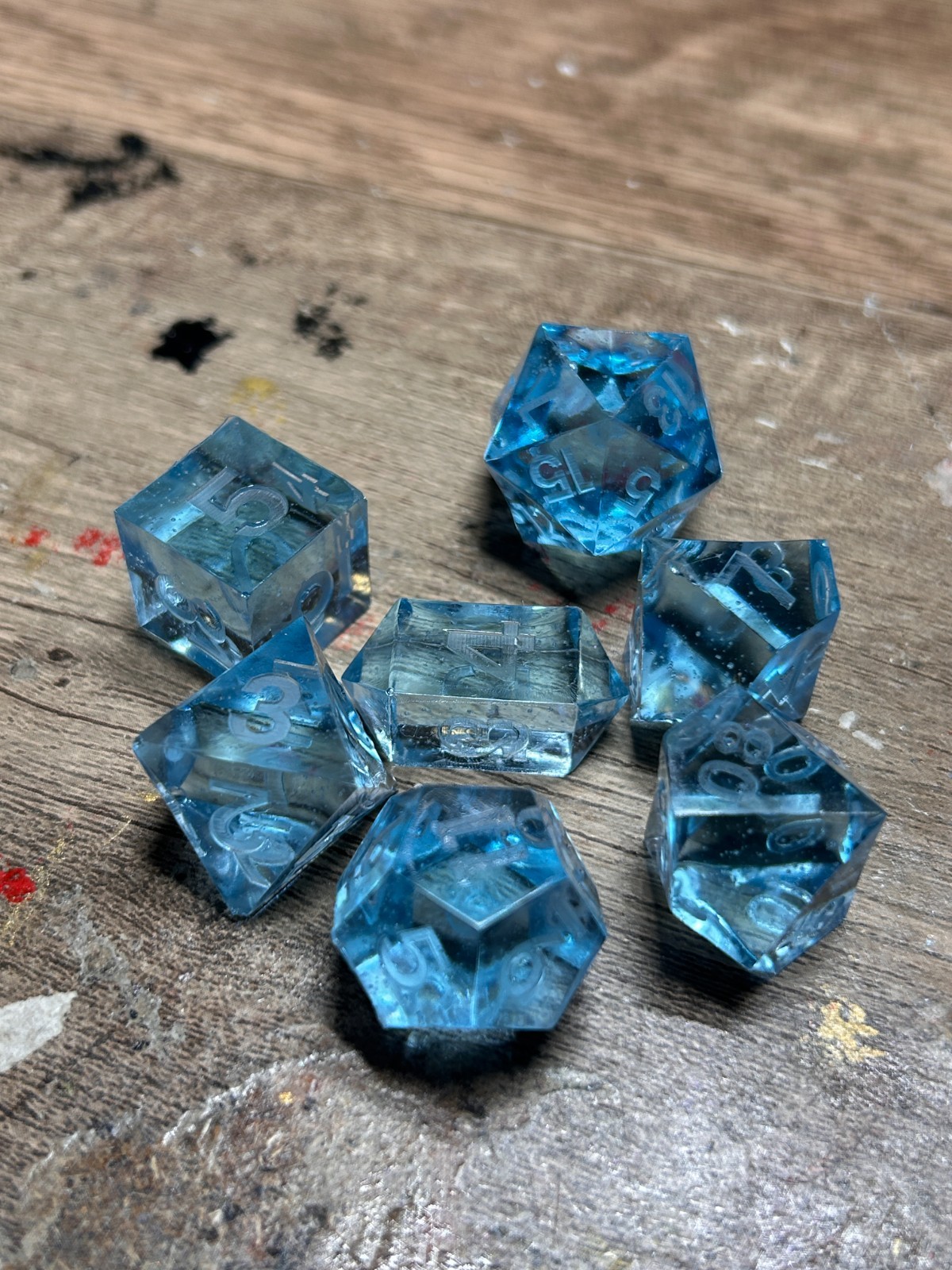 RAW* Dice: Aquamarine Blue _ Resin-Cast Dice Set  *See Description* Handmade D&D