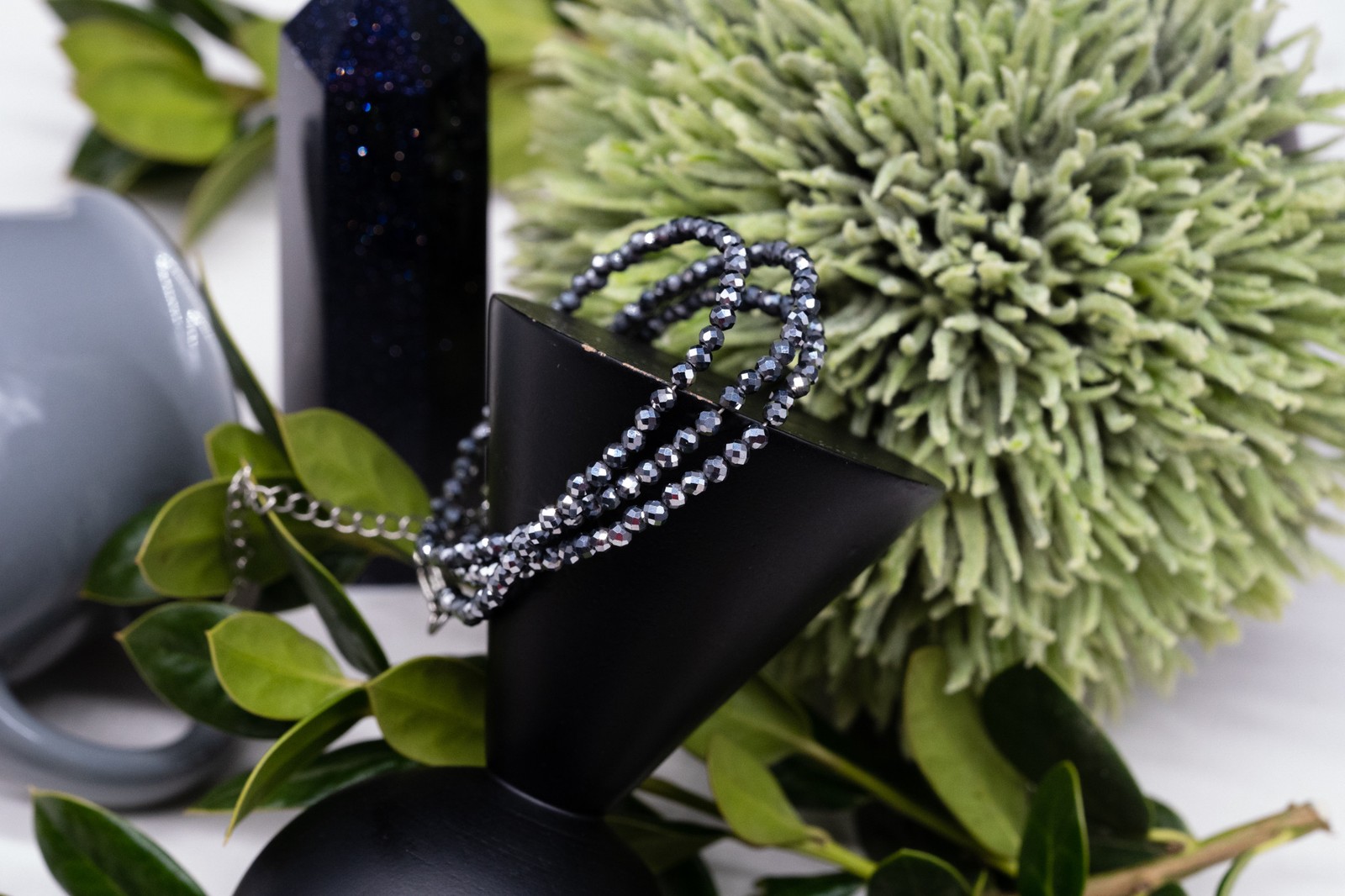 Hematite Crystal Sparkling Faceted Seed Beads Crystal Bracelet