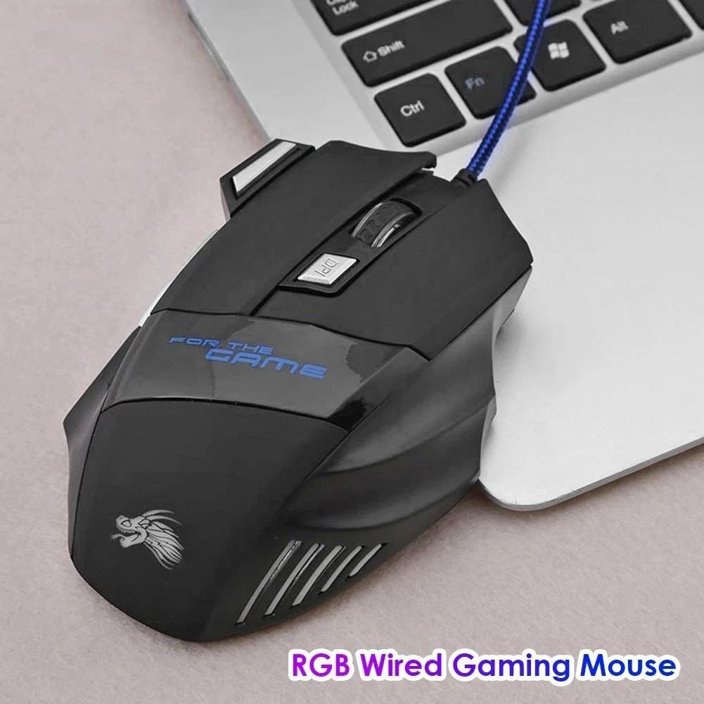 5500 DPI Gaming Mouse 7 Button USB Wired LED Breathing Fire Button Laptop PC