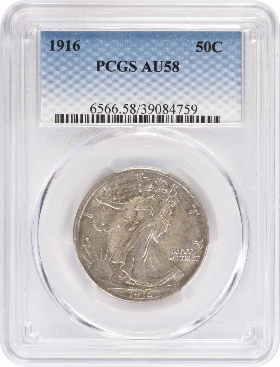 1916 Walking Liberty Silver Half Dollar AU58 PCGS