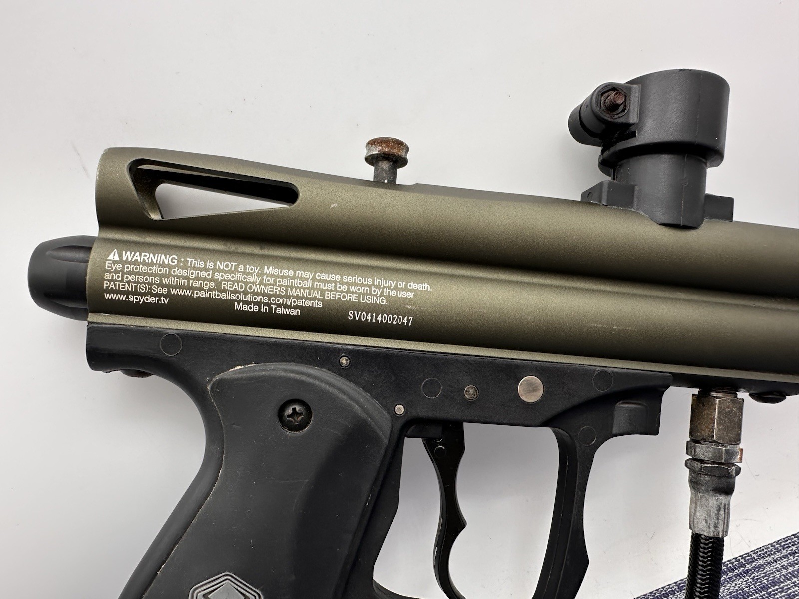Spyder Victor Paintball Gun Green Metal With Black Carbon Barrel D28 - L1
