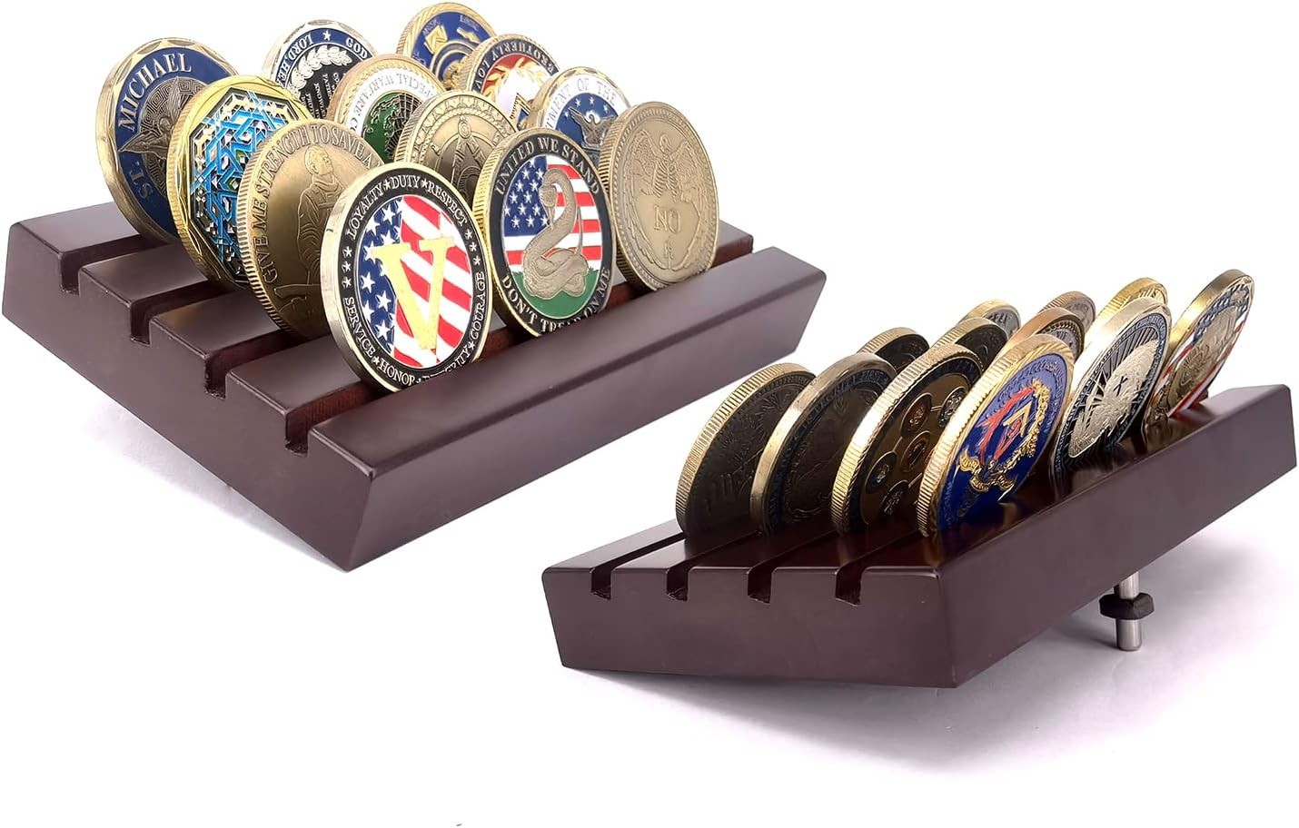 Military Collectible Challenge Coin Display Holder Stand Holds 16-18 Coins
