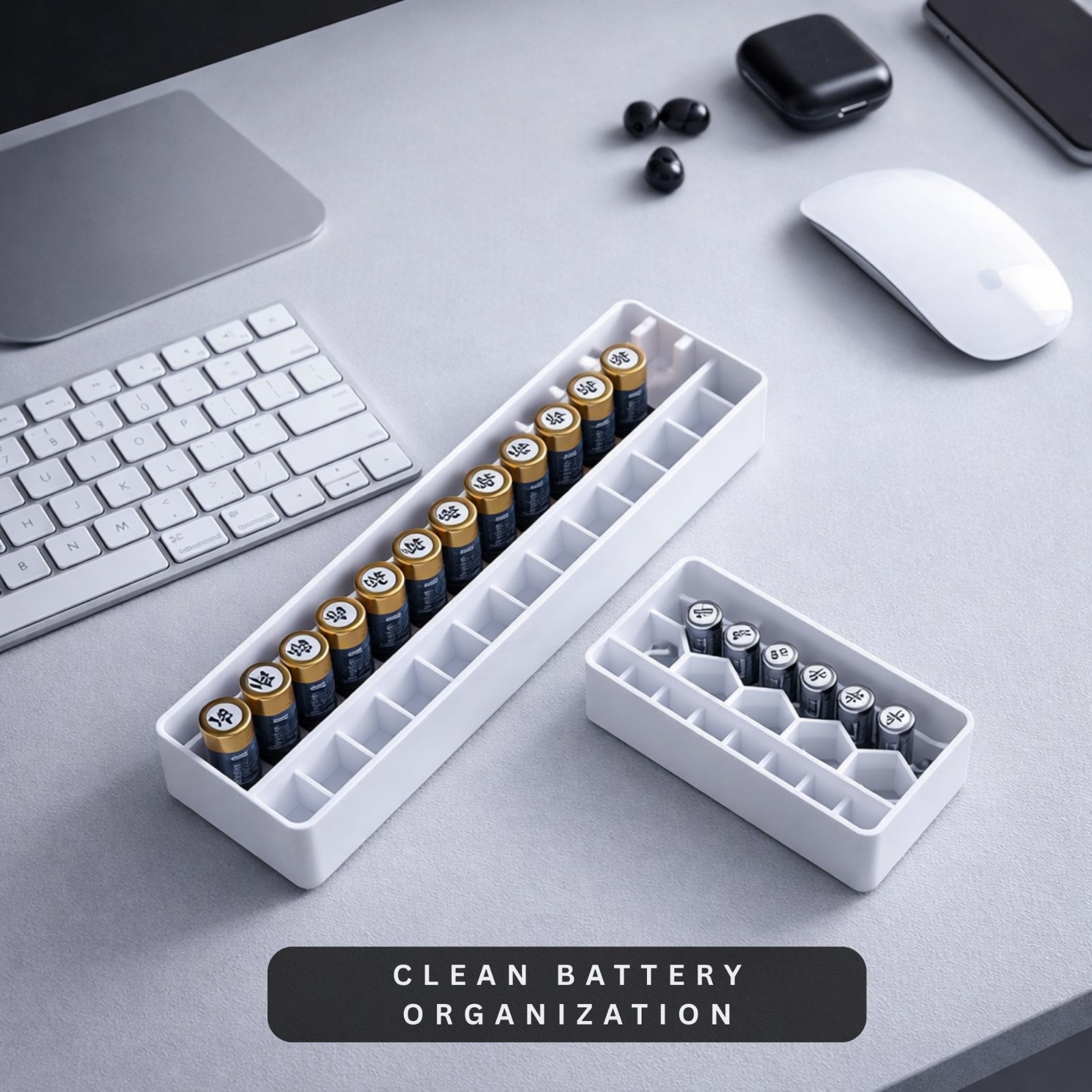 VilaMy Gridfinity AA AAA Battery Holder 4x1 Organizer Storage Tray Divider