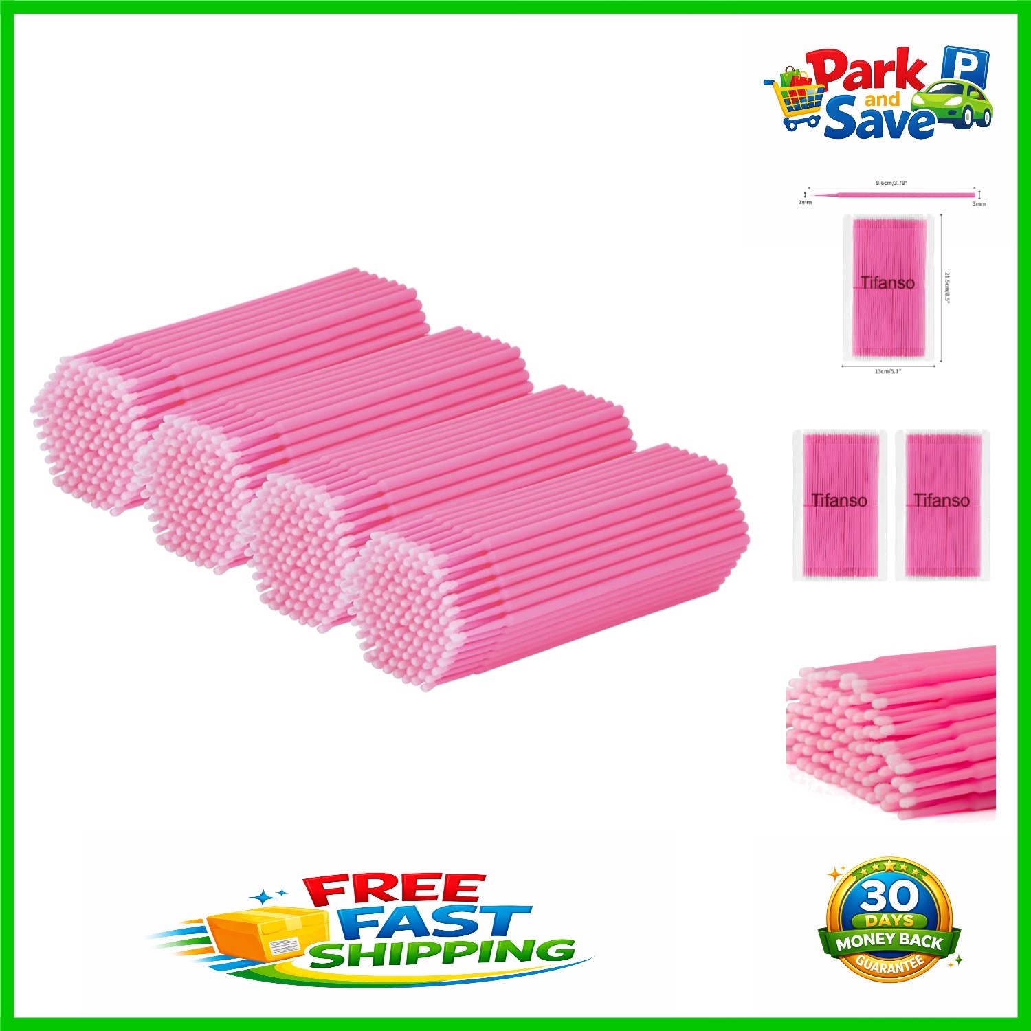 400PCS Disposable Micro Cotton Swabs – Precision Eyelash Applicators in Pink
