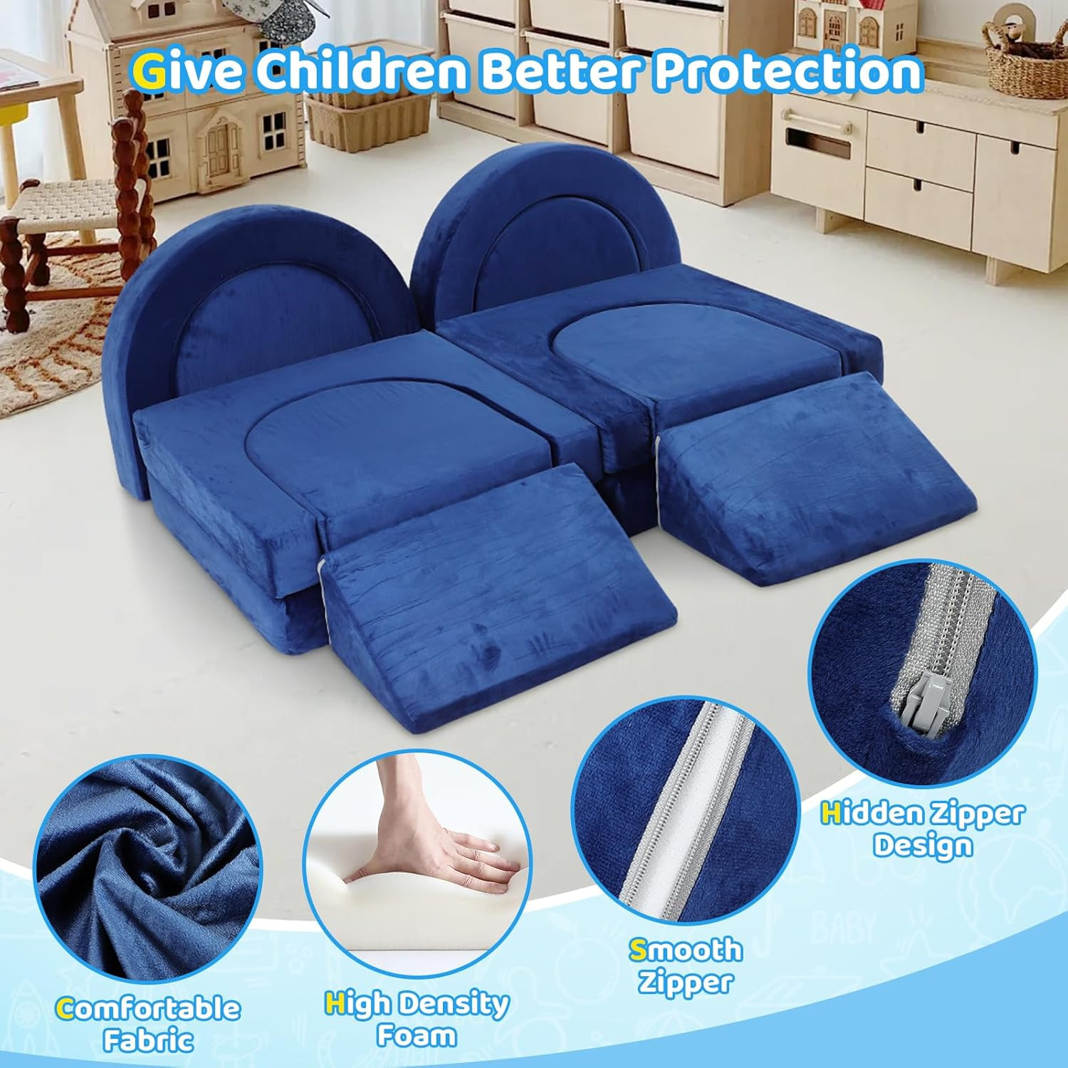 12PCS Modular Toddler Play Couch Kit - Fun Foam Furniture for Kids Playroom