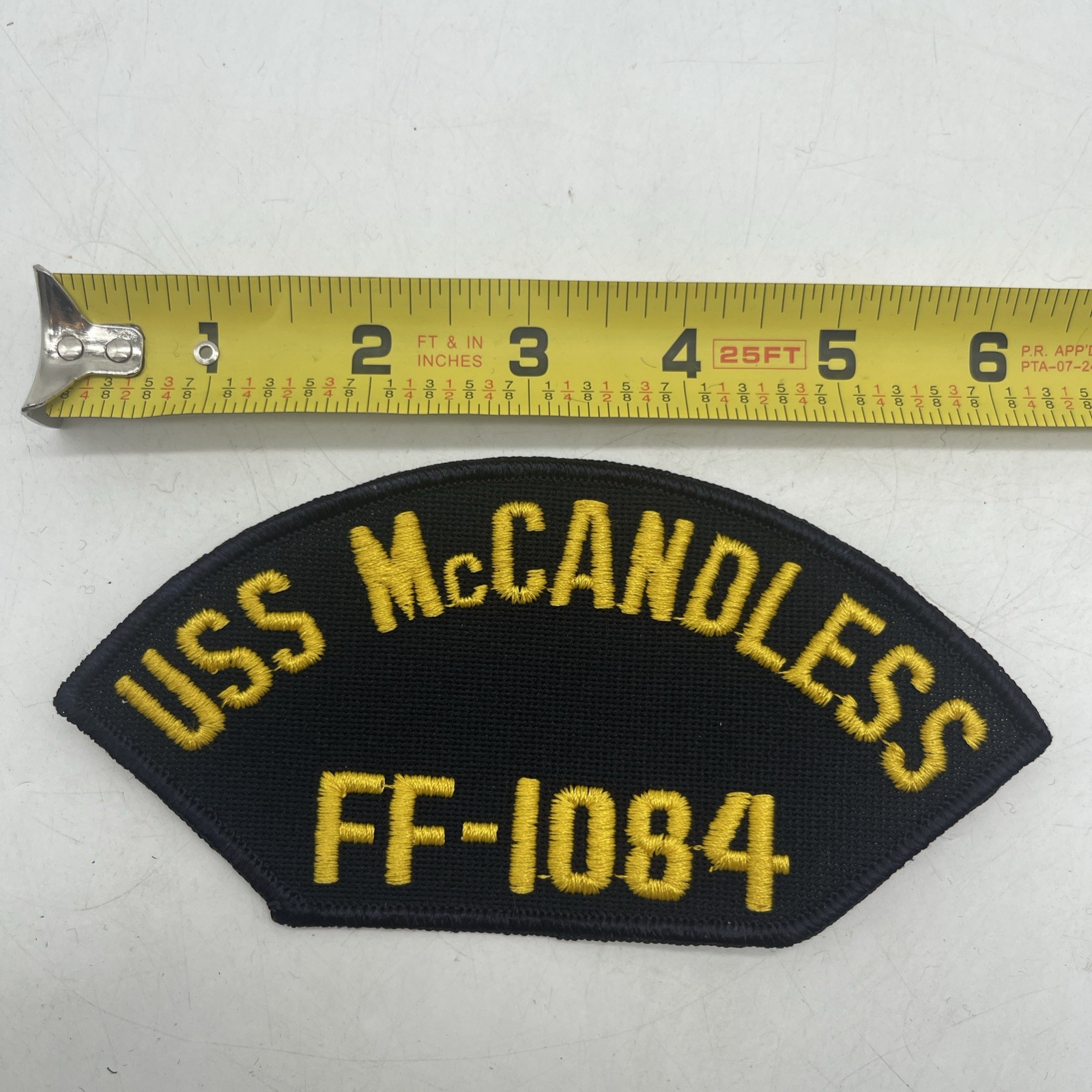 Vintage U.S. Navy USS McCANDLESS FF-1084 Naval Ship Patch Cap Shoulder 6”x3”