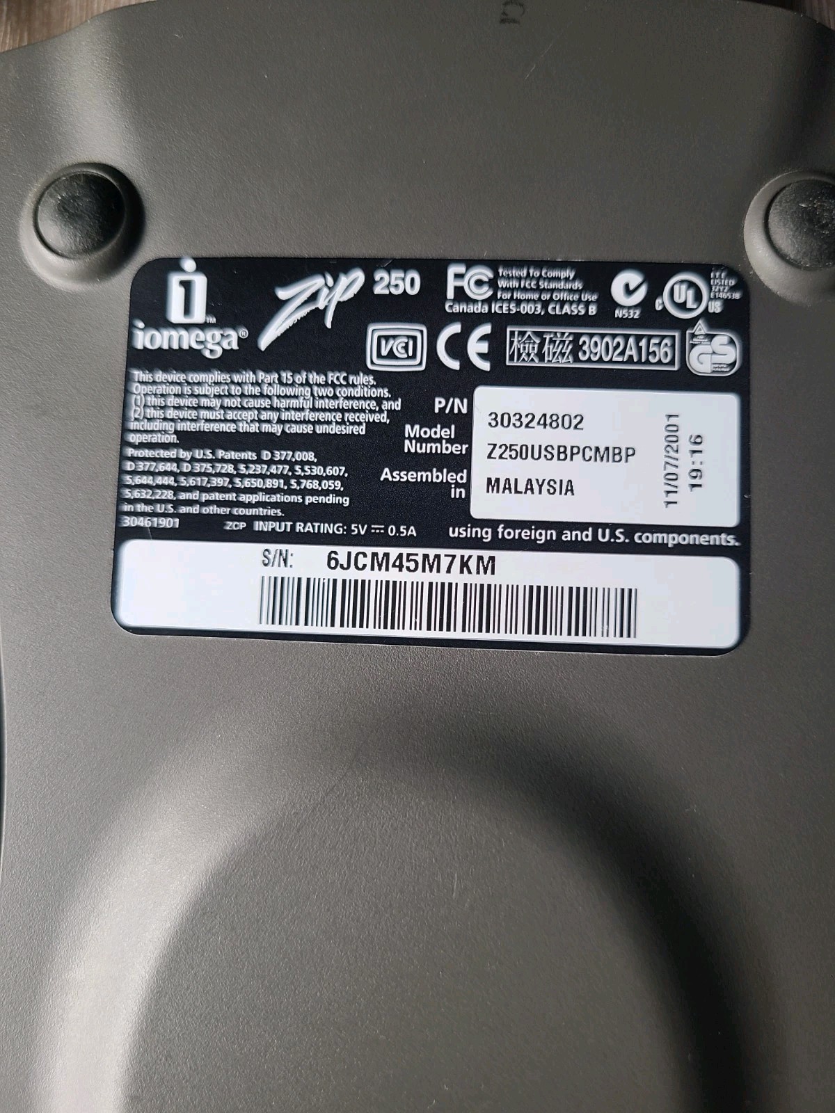 Iomega Zip 250 External Drive Data Blue USB Storage Disk Drive - Not Tested