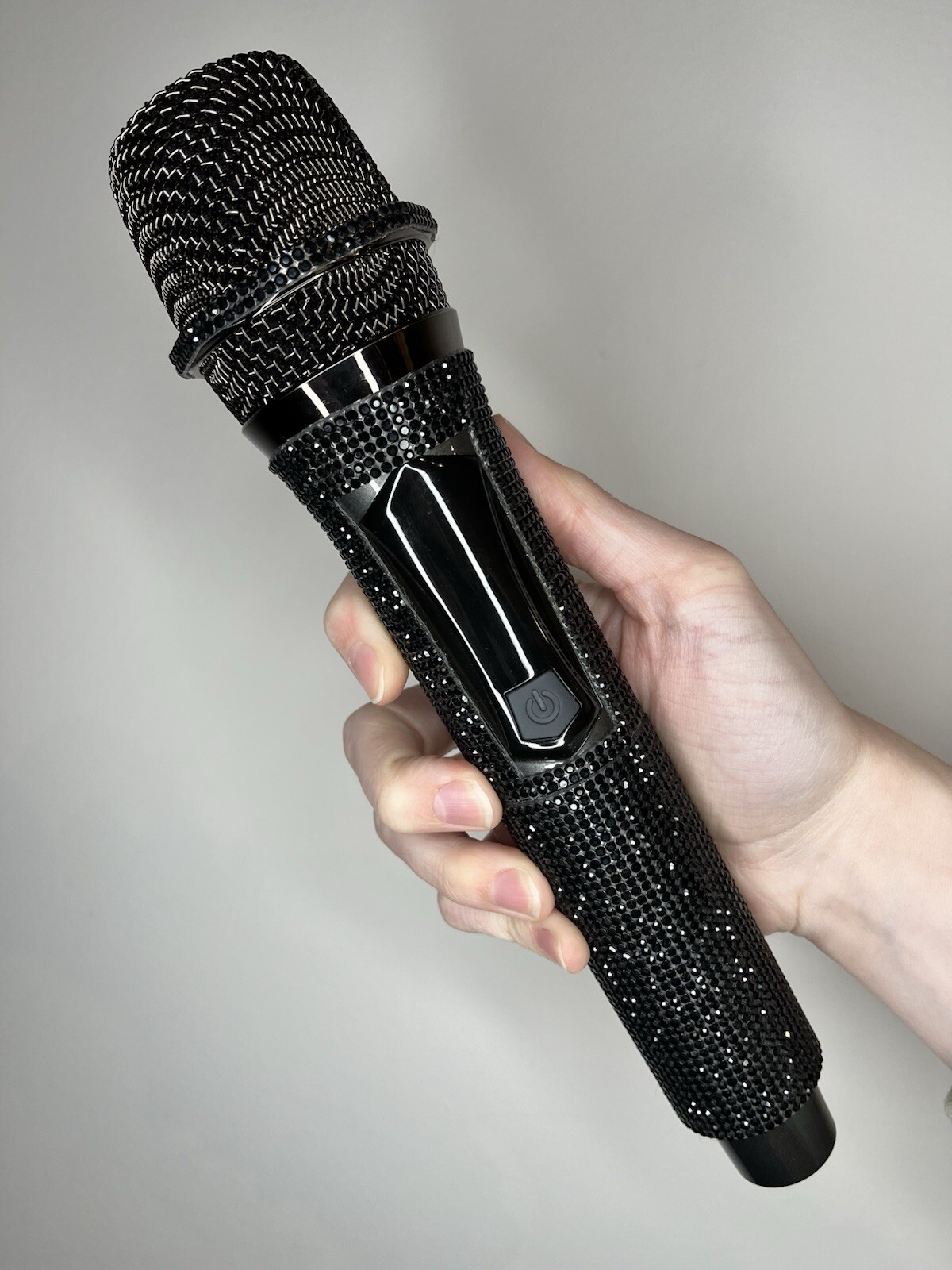 Black Rhinestone Wireless Karaoke Microphone + Receiver System - Rechargeable