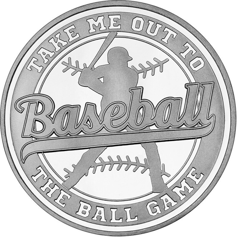 Baseball Take Me Out to the Ball Game 1 Oz 999 Fine Silver Round Medallion Medal