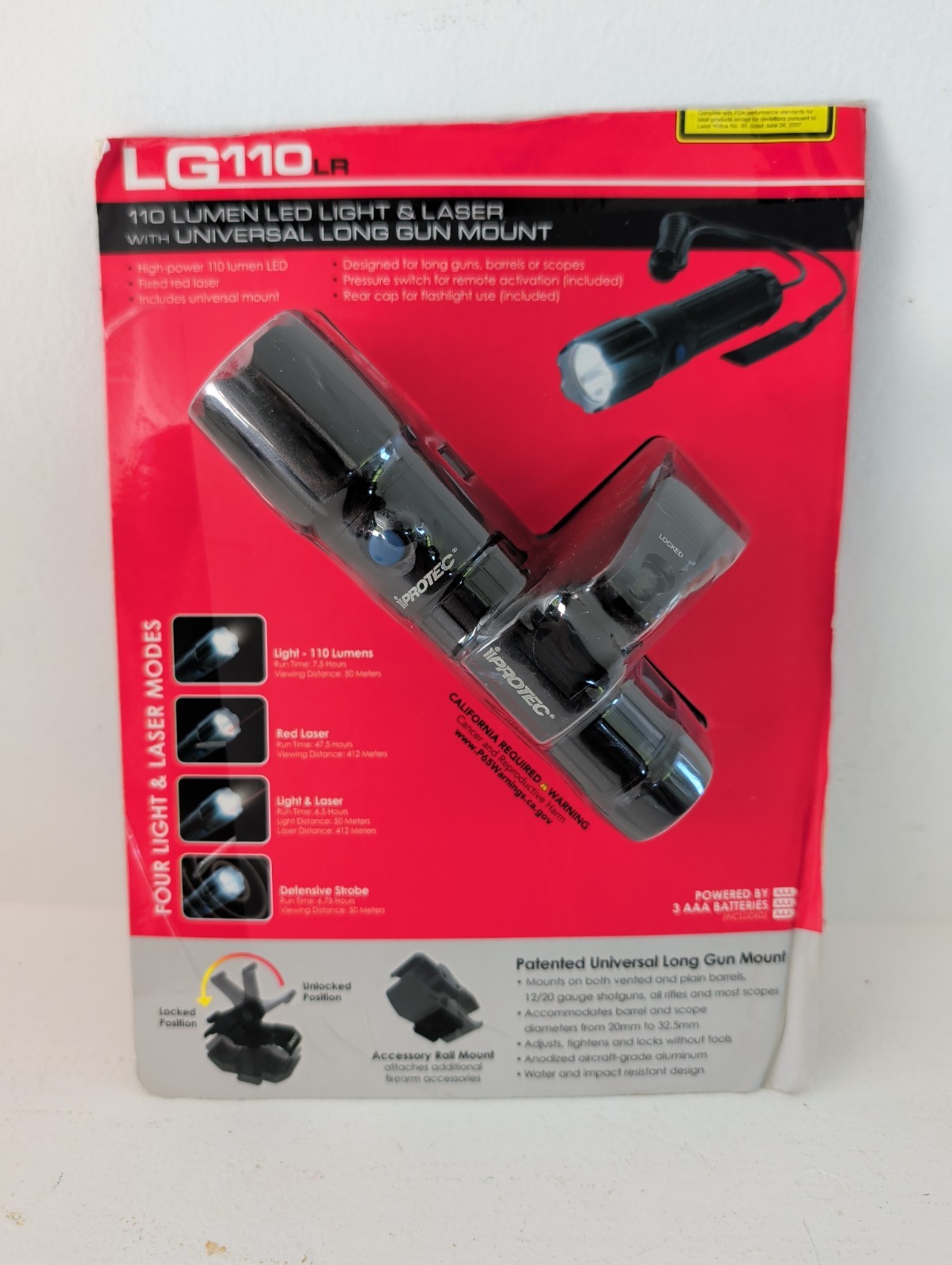 iProtec LG110LR 110 Lumens Tactial Light & Laser Combo Black #6105 M73