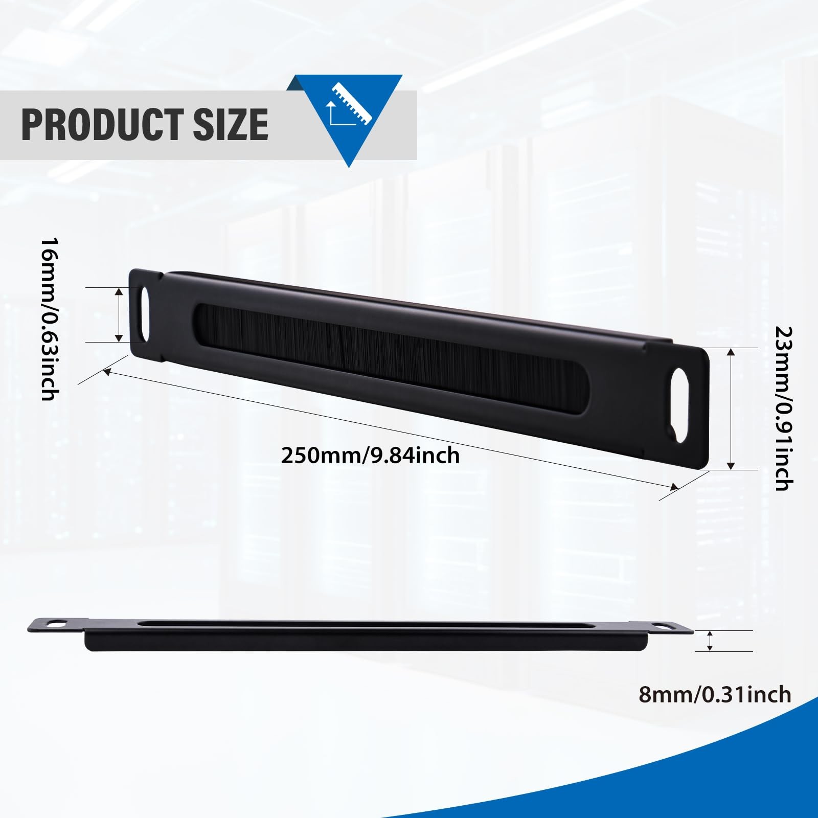 0.5U Brush Cable Manager Rack Mount Management Panel 10 Inch Server DeskPi