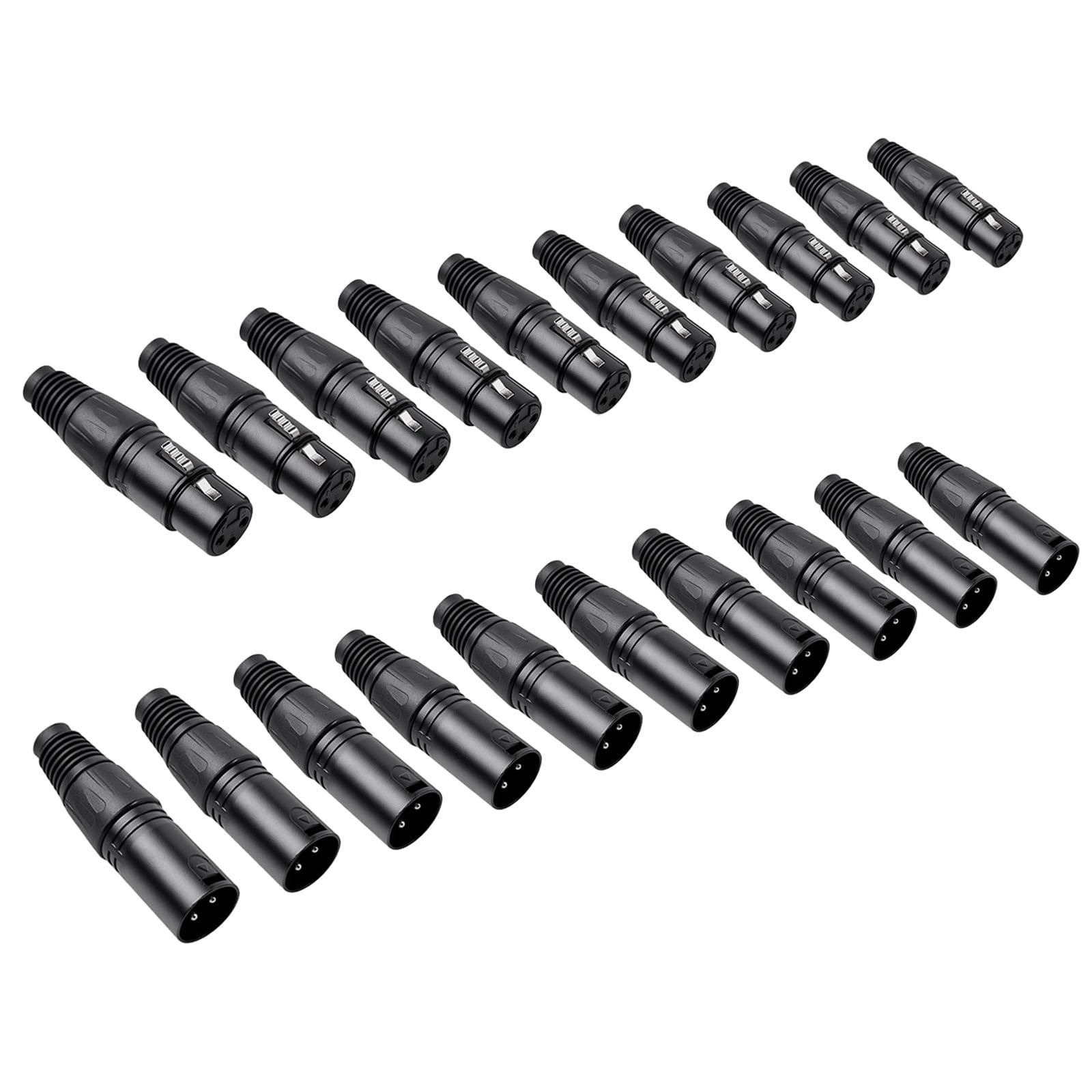20 Pack XLR Connectors,10-Pair XLR 3 Pin Male/Female Plugs Audio Mic Micropho...