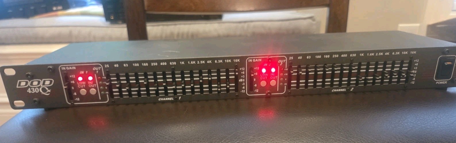 DOD SR430QX Dual Channel 15-Band Rackmount Graphic Audio Equalizer & Power Cable