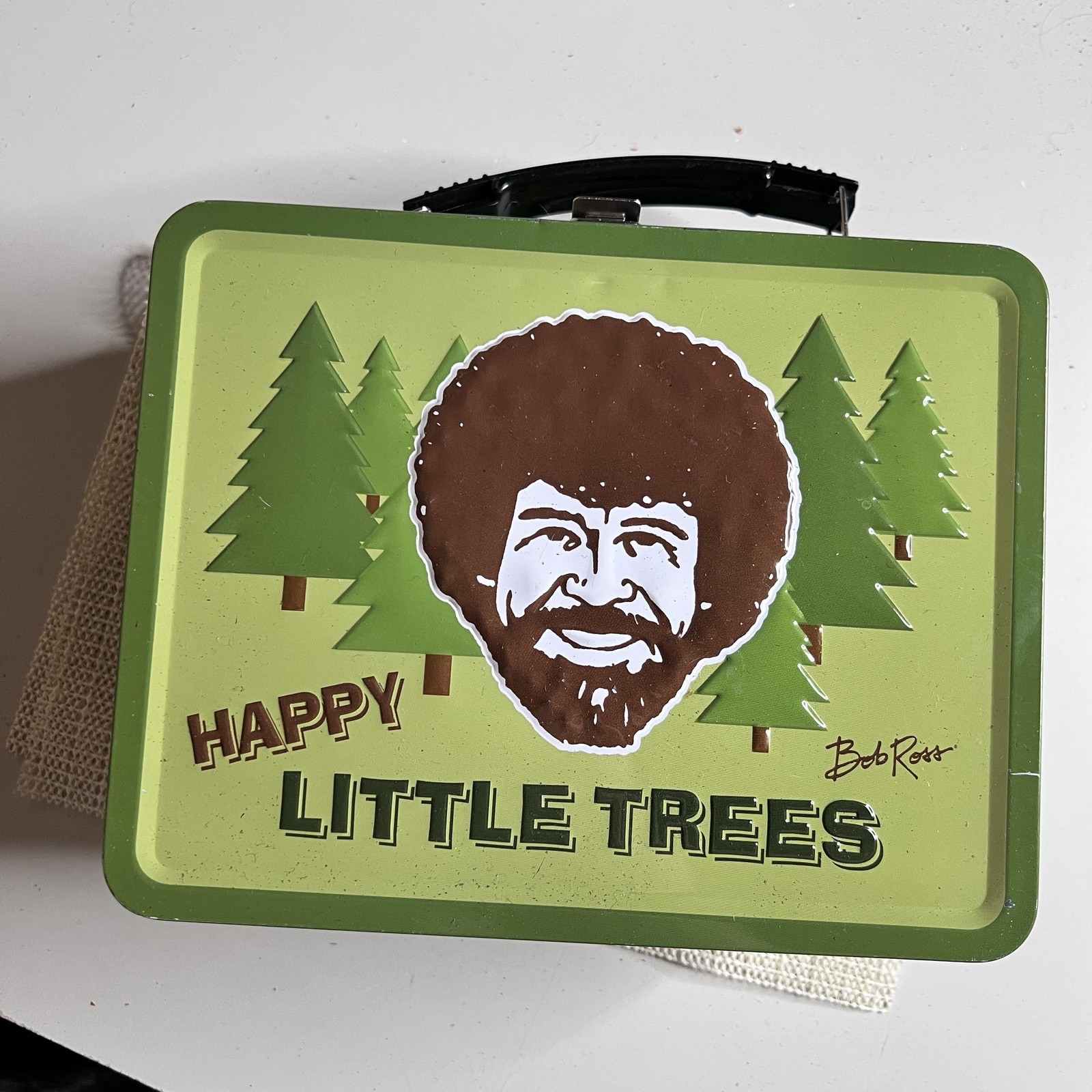 Bob Ross Happy Little Trees Metal Lunch Box Tin Figure Green Joy Of Painting