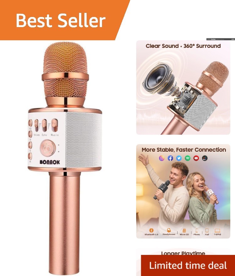 Handheld Bluetooth Karaoke Microphone with Speaker - Ideal Gift for Celebrations