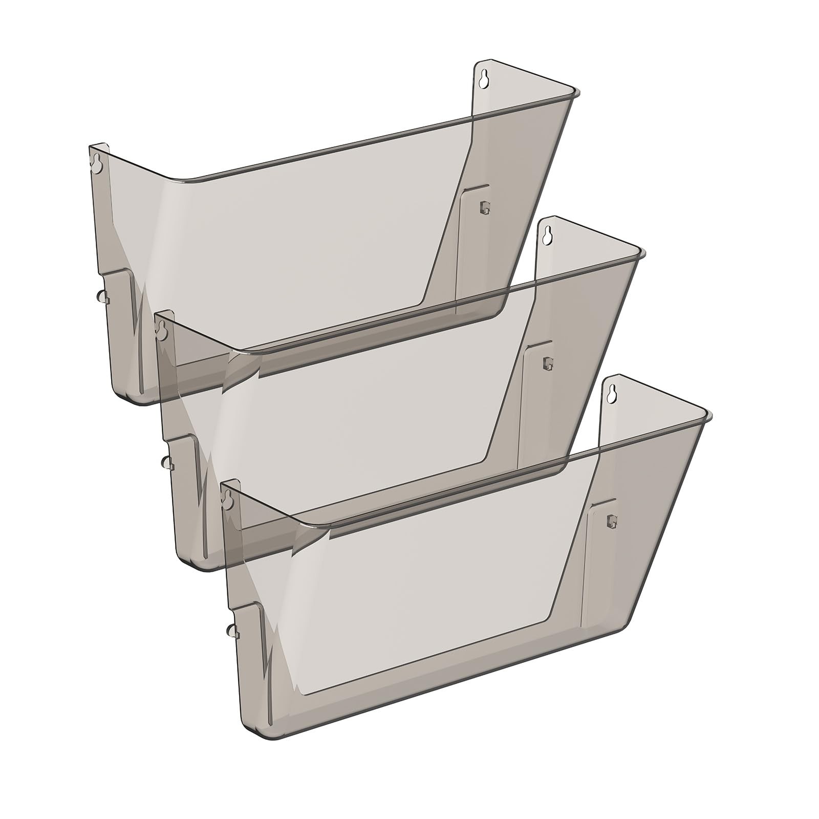 3 Pack Clear Acrylic Wall Mount File Holder Single Pocket Document Organizer
