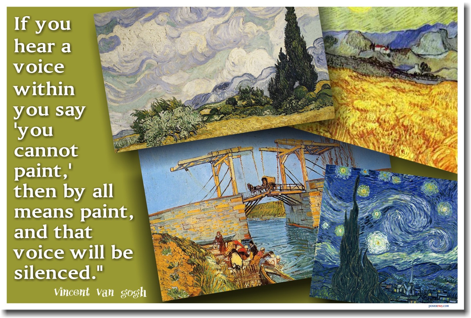NEW Classroom Art Motivational POSTER - If You Hear a Voice... Vincent Van Gogh