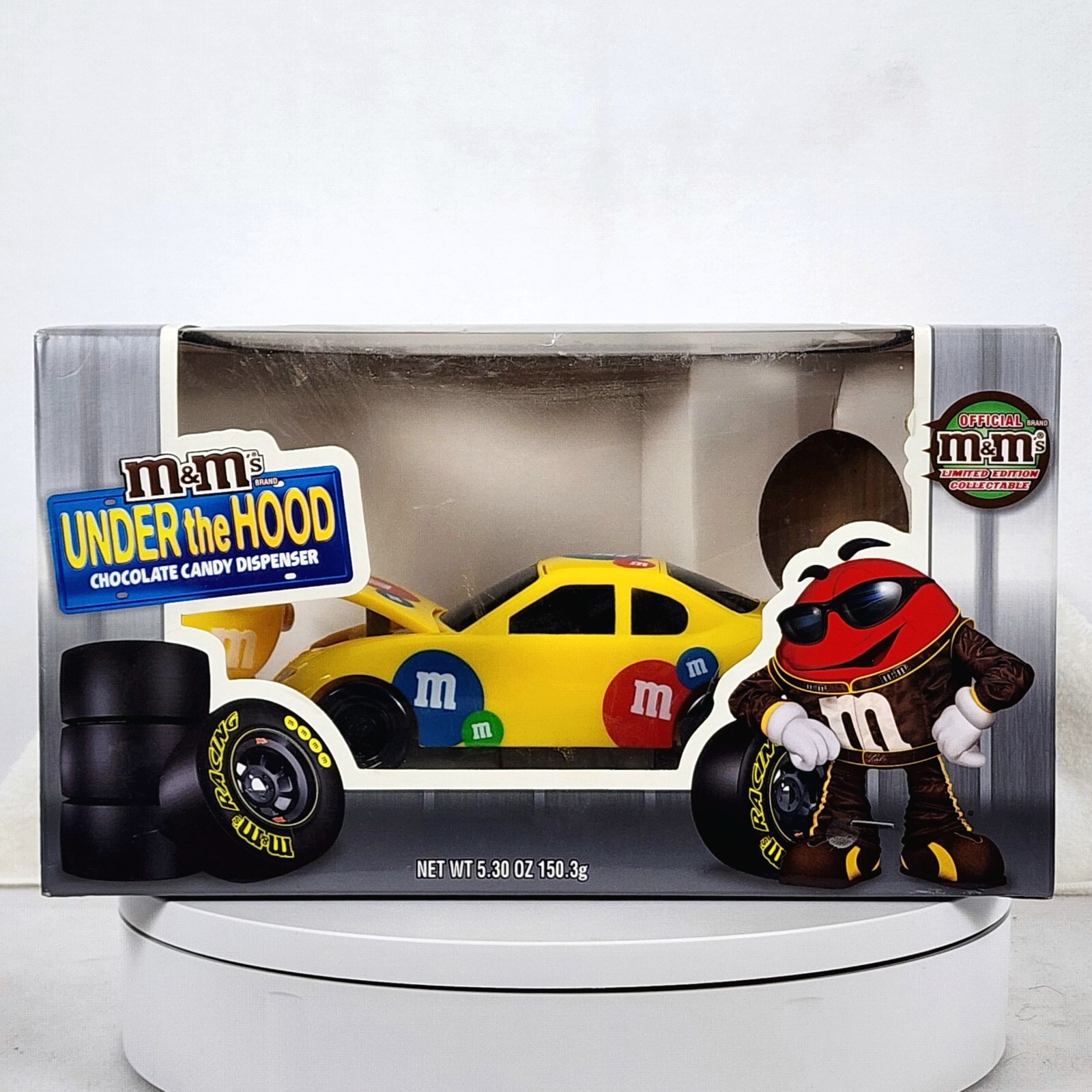 M&M's Under the Hood Collectible Candy Dispenser Red & Yellow's Pit Stop NEW