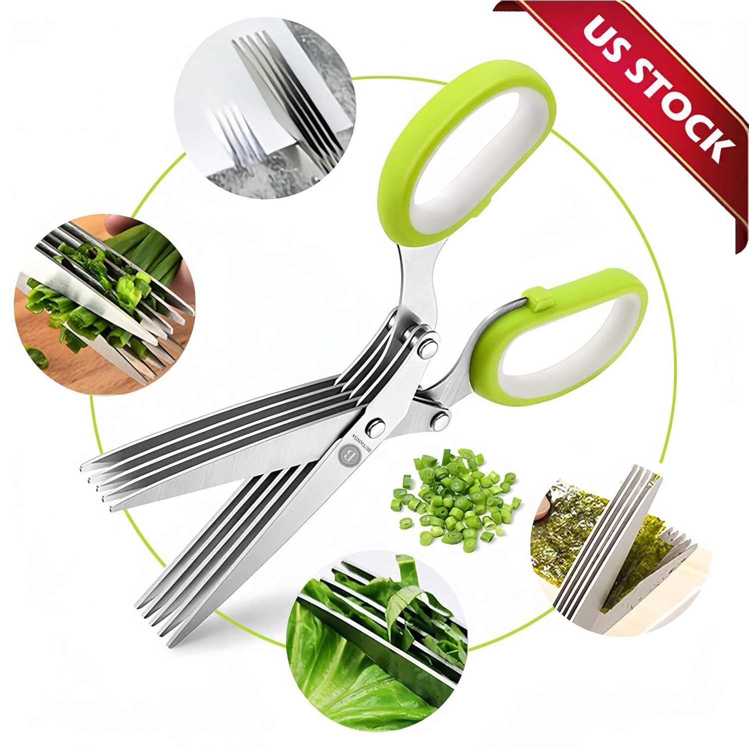 3Pack Stainless Steel 5 Blade Professional Shredding Scissors Sharp Kitchen Tool