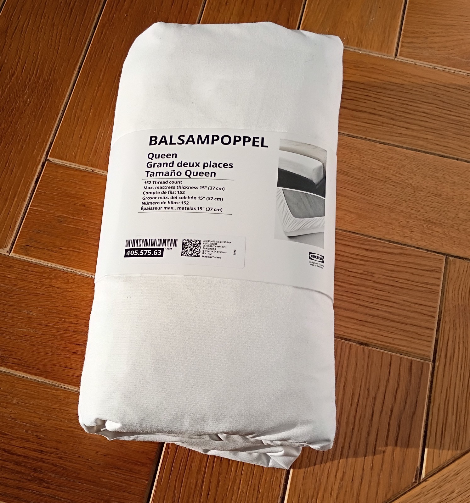 IKEA Balsampoppel Fitted Sheet Size Queen Organic Cotton White Brand New Bed 100